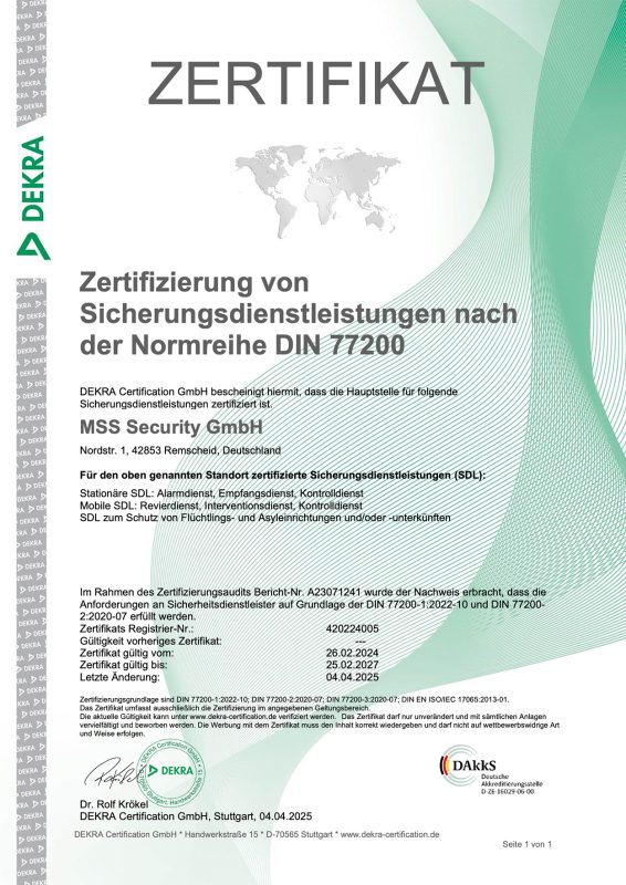 DIN 77200 Zertifizierung
